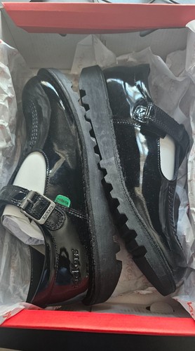 Kickers vel black patent - t,