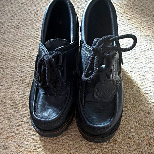 Kickers black leather - black, lace-up