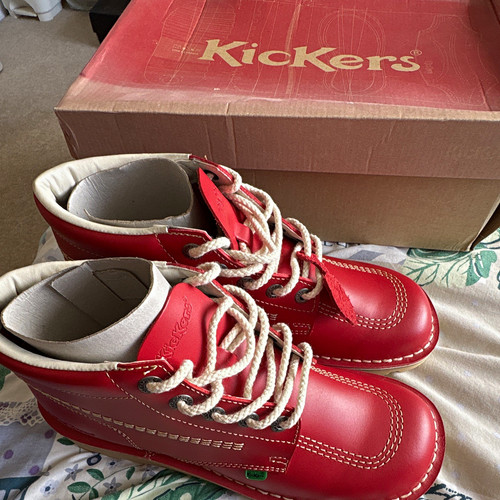 Kickers red leather boots - leather,
