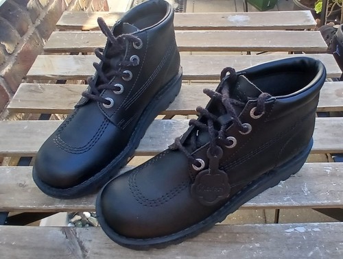 Kickers kick black leather - kick, hi