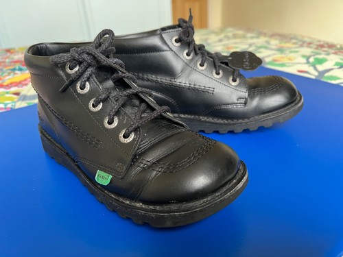 Kickers black leather kick - leather, hi